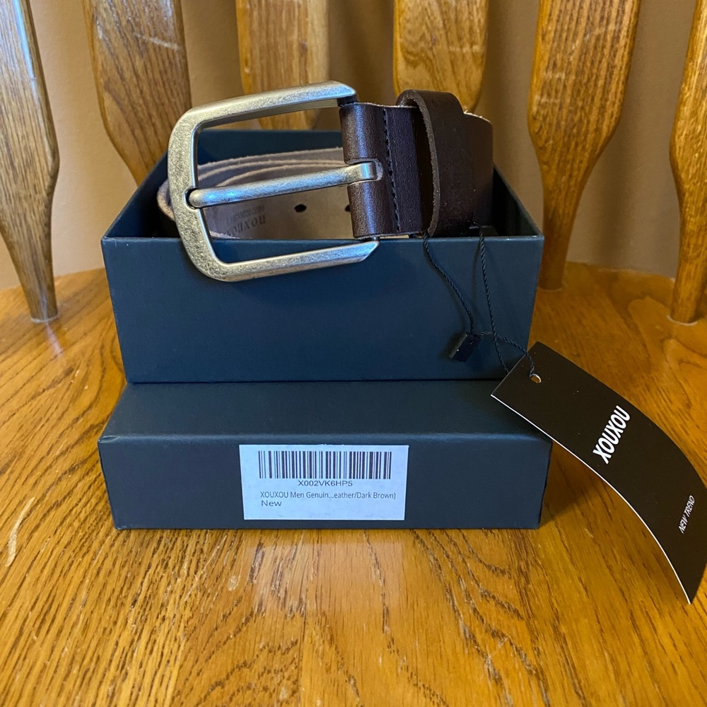 XOUXOU men’s leather belt size 34 dark brown